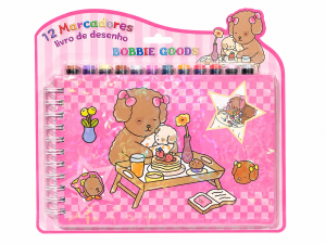 Kit Bobbie Goods com Livro de Desenho e 12 Marcadores Coloridos