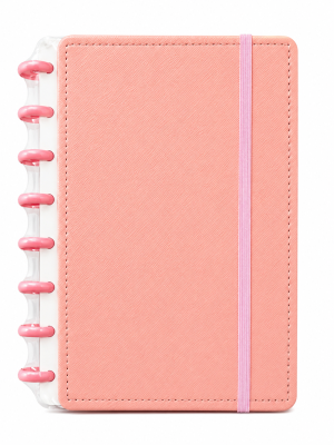 Caderno de Disco Rosa com Alça Estilo Bolsa | Capa Dura e Fechamento com Elástico
