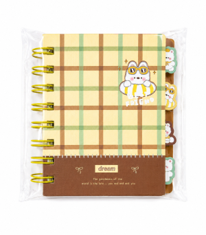 Mini Caderno Espiral com Divisórias – Estampa Coelhinho Xadrez | 8,5 x 11 cm
