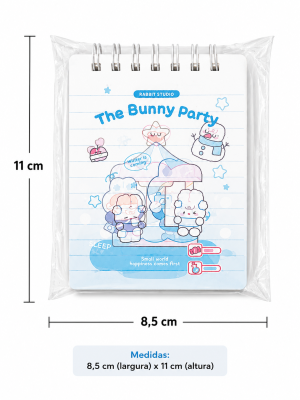 Mini Caderno / Caderneta Espiral Bunny Party 8,5 x 11 cm – Folhas Simples