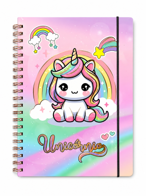 Caderno Universitário Unicórnio com Elástico