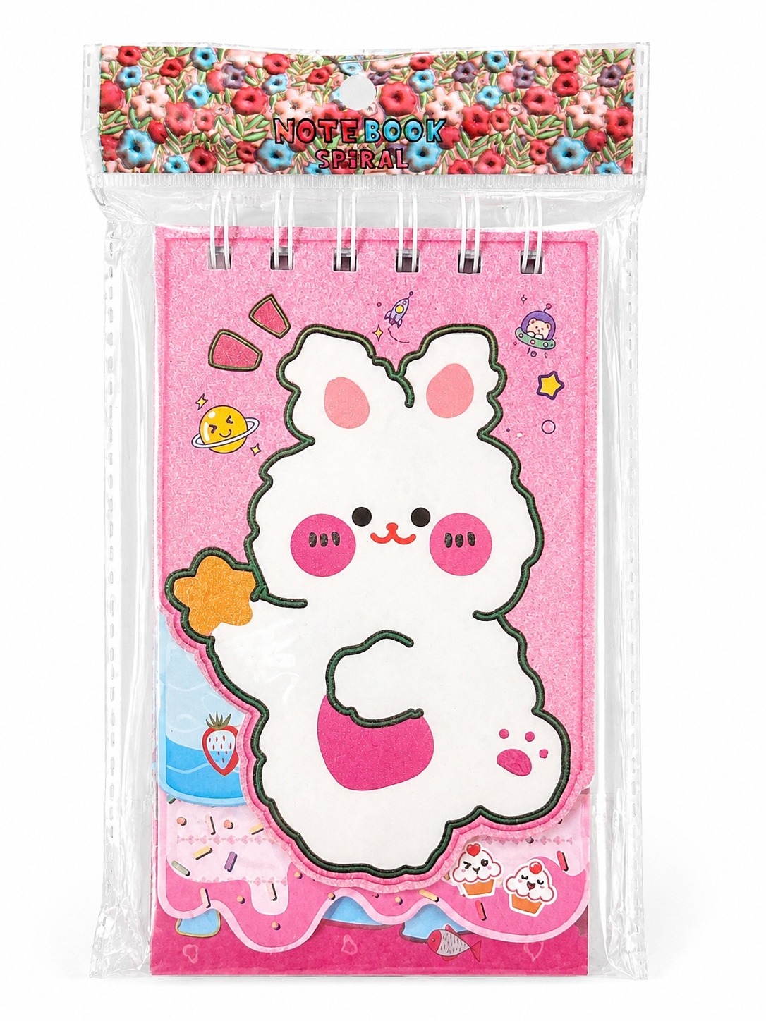 Mini Caderno / Caderneta Espiral Coelhinho – Capa Dura com Divisórias