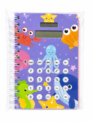 Caderno com Calculadora Tema Fundo do Mar | Capa Dura Espiral
