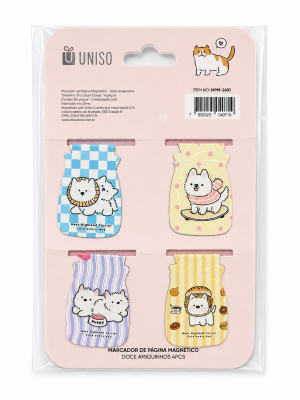 Kit com 4 Marcadores de Página Magnéticos Doce Amiguinhos