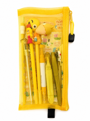 Kit de Papelaria Amarelo com Estojo
