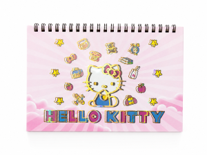 Caderno de Adesivos Hello Kitty com Capa Holográfica
