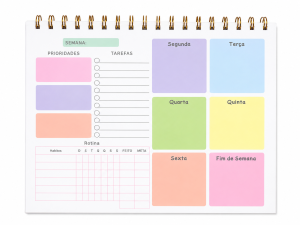 Planner de Mesa Semanal Permanente – Organizador de Rotina