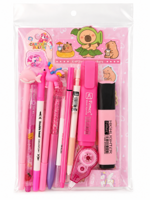 Kit de Papelaria Rosa – 15 Itens