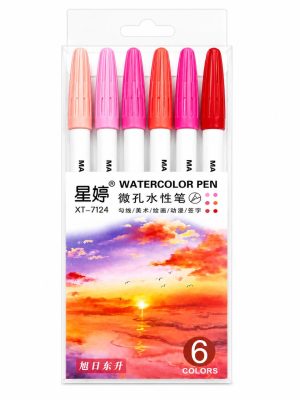 Kit Canetas Hidrográficas Ponta Fina – 6 Cores