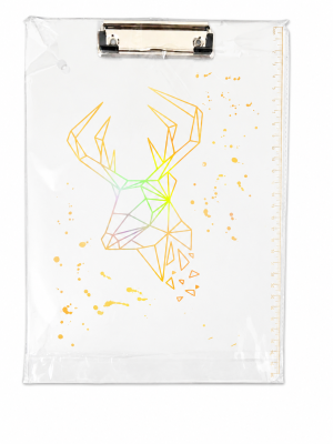 Prancheta Transparente com Régua – Cervo Dourado