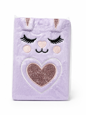 Caderno A5 de Pelúcia Lilás com Coração