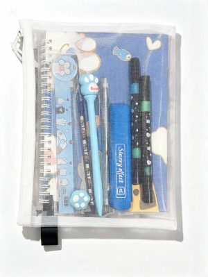 Kit Papelaria Azul com Caderno