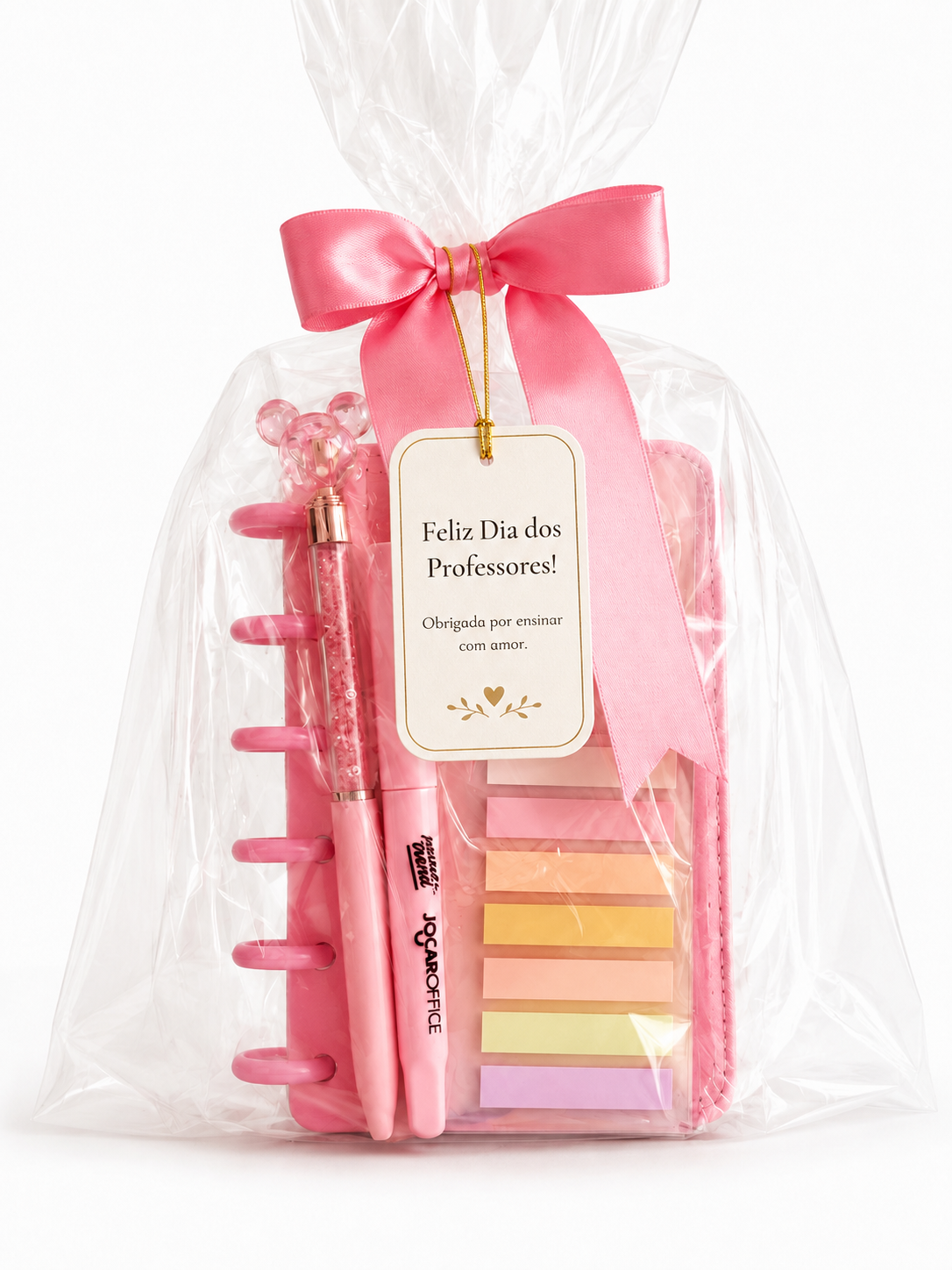 Kit Presente Dia dos Professores Rosa – Caderno + Papelaria Fofa