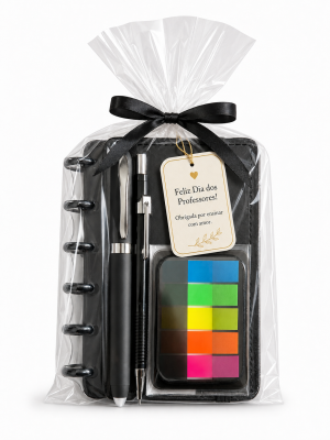 Kit Presente Dia dos Professores Preto – Caderno + Papelaria