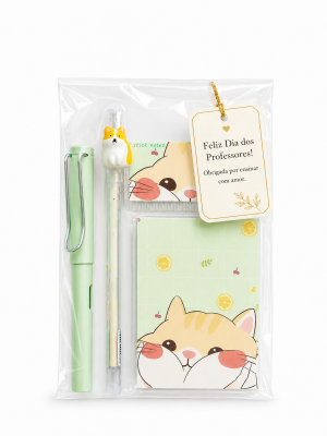 Kit Dia dos Professores Gatinho – Lembrancinha Fofa e Econômica