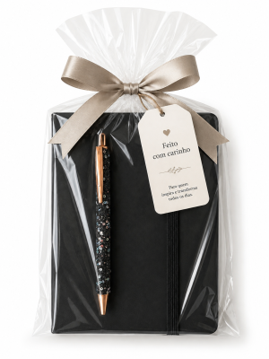 Kit Dia dos Professores Elegance – Caderno A5 Tipo Moleskine + Caneta de Luxo